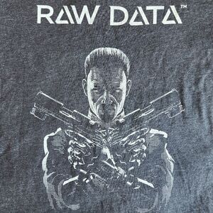 Raw Data VR Indy Video Game Syndyk8 Rare Grey Double-sided S Graphic T-Shirt Tee